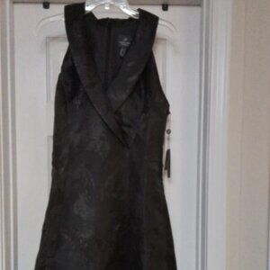 ADRIANNA PAPELL TUXEDO JAGUARD BLACK DRESS 10